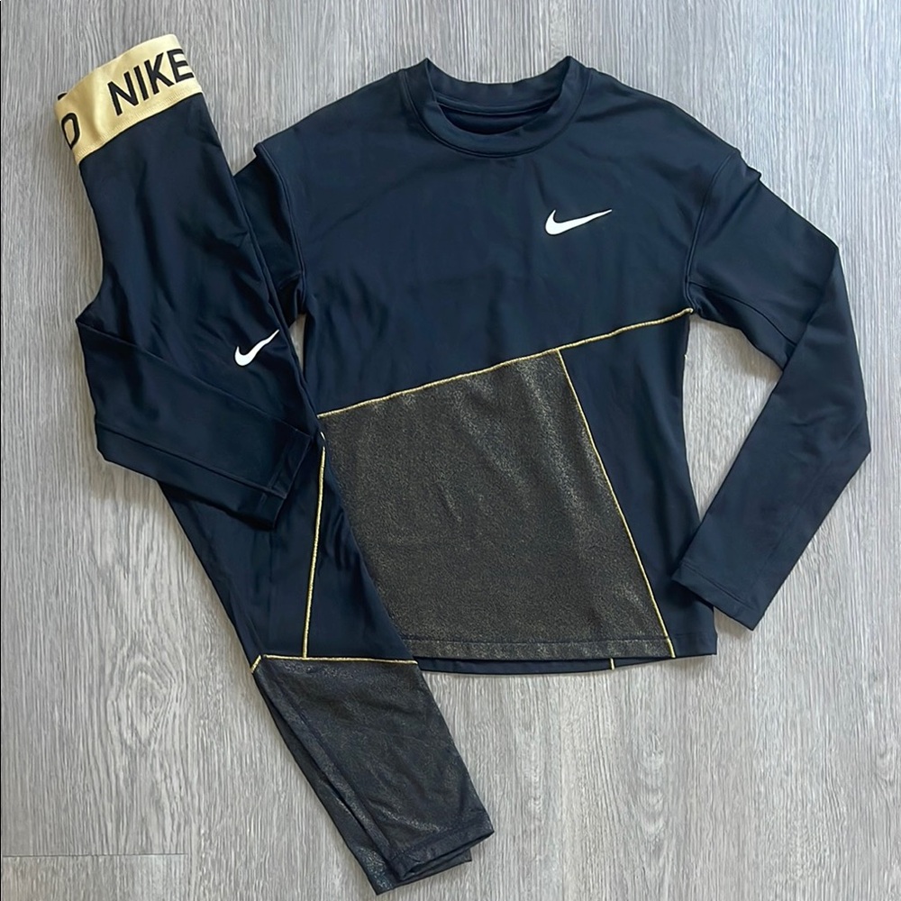 ***SOLD***Nike Pro Kids Girls Black & Gold Dri-Fit Set